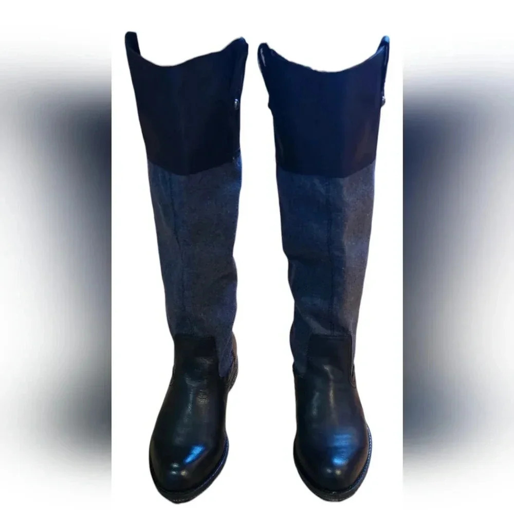 OTBT Two-Tone Tall Boots in Black and Charcoal New